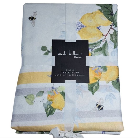 Nicole Miller Home Polyester‎ Tablecloth Lemons Flowers and Leaves 60x104 Oblong - Picture 11 of 11
